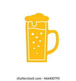 Glass of beer icon isolated in flat style design. Light beer with foam. Vector illustration.