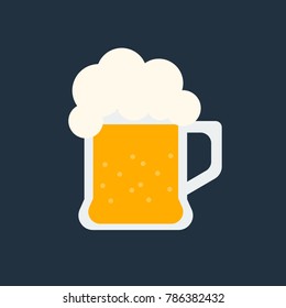 Glass Of Beer Icon Isolated Vector Illustration On Blue Transparent Background