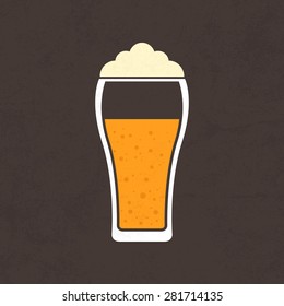 Glass of beer icon on grunge background - Vector