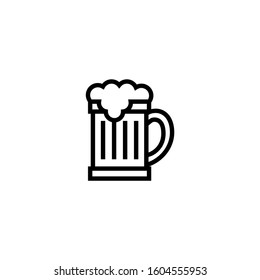 glass beer icon in outline style design on white background