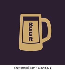 Glass of beer icon. Beer and pub, bar symbol. UI. Web. Logo. Sign. Flat design. App.Stock vector