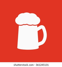 The glass of beer icon. Pub and kvass, alcohol, drink symbol. Flat Vector illustration