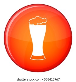 Glass of beer icon in red circle isolated on white background vector illustration