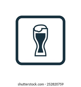 glass of beer icon Rounded squares button, on white background 