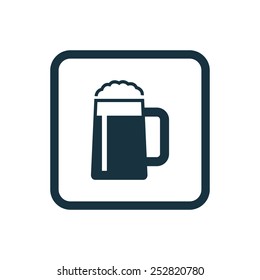 glass of beer icon Rounded squares button, on white background 