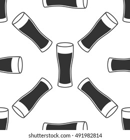 Glass of beer icon seamless pattern on white background. Vector Illustration