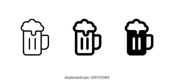 Glass Beer icon set vector For Web and mobile apps