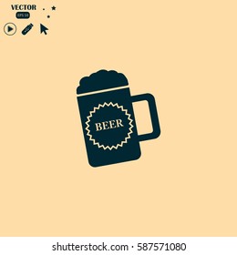 glass of beer icon stock vector illustration flat design