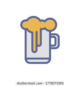 glass of beer icon vector illustration filled outline style. father's day icon set.