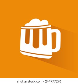 Glass of beer icon,Vector illustration flat design with long shadow