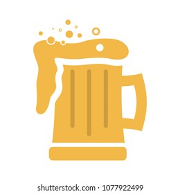 Glass of beer illustration, vector beer mug - drink alcohol symbol, bar sign