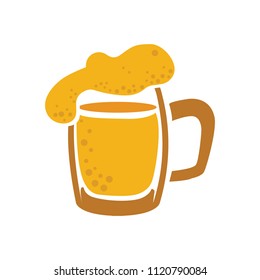 Glass of beer illustration, vector beer mug - drink alcohol symbol, bar sign