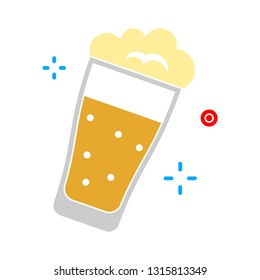 Glass of beer illustration, vector beer mug - drink alcohol symbol, bar sign 