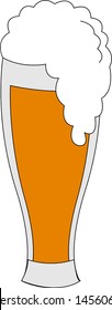 Glass of beer, illustration, vector on white background.