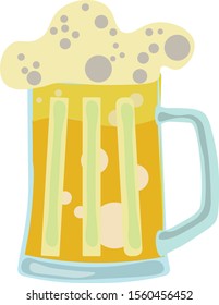 Glass of beer, illustration, vector on white background.