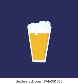 Vidrio de cerveza, ilustración, vector sobre fondo blanco.