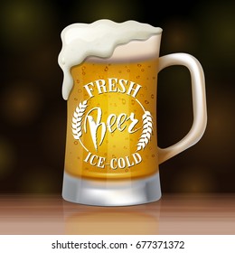 A glass of beer.  International beer Day lettering.  Vector illustration EPS10.