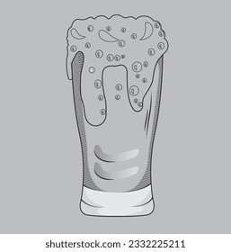 Glass with beer. International Beer day. Vector illustration of a sketch style