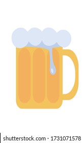 Vidrio de cerveza aislado doodle de ilustración vectorial plana, cerveza con espuma. 