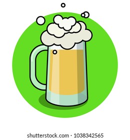 Glass of beer isolated on white background, hand-drawing oktoberfest, for pub and bar menu. Vector