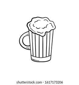 Glass of beer isolated on white background, hand-drawing. Vector vintage engraved illustration.