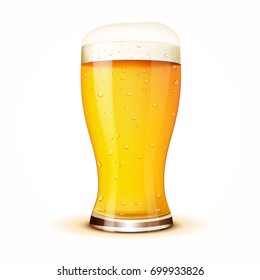 Glass of beer isolated on white background. Vector illustration