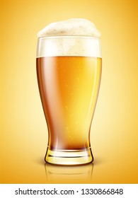 Glass of beer isolated. Realistic vector illustration