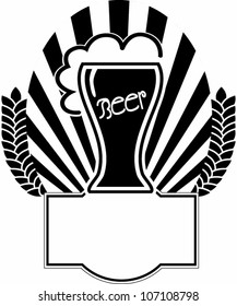 Glass of beer with labels