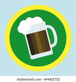 A glass of beer. Lager beer icon. Vector beer.