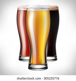 glass of beer. lager. Isolated On White Background. Vector Illustration.