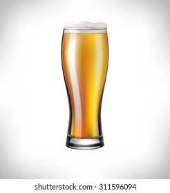 glass of beer. lager. Isolated On White Background. Vector Illustration.