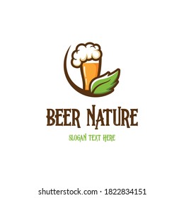 Glass Beer Leaf Nature Menu Bar Creative Logo
