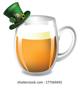 Glass of beer with Leprechaun hat EPS 10 vector, grouped for easy editing. No open shapes or paths.