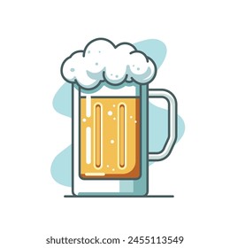 Glass of beer. line flat design on white background. isolated vector illustration