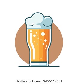 Glass of beer. line flat design on white background. isolated vector illustration