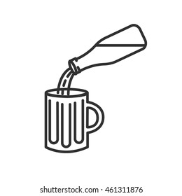 Glass of beer linear icon. Thin line design