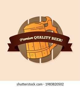 Glass beer logo drink alcohol liquid enjoy icon - Vector