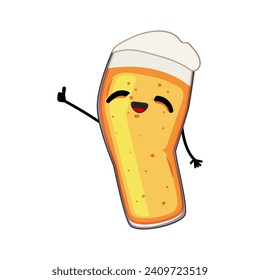 glass beer mug character cartoon. foam froth, pint drink, alcohol toast glass beer mug character sign. isolated symbol vector illustration