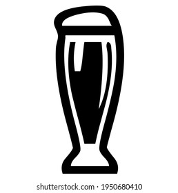 Glass beer mug, beer jug with foam, alcoholic beverage, vector, illustration, in black and white color, isolated on white background