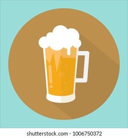 glass of beer and mug on background. vector illustration in a flat icon style