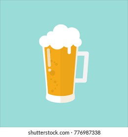 glass of beer and mug on background. vector illustration in a flat icon style