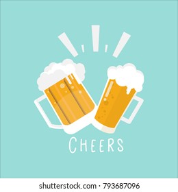 glass of beer and mug on background. vector illustration in a flat icon style