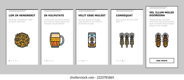 glass beer mug pint bar drink onboarding mobile vector. alcohol pub, cup foam, lager bottle, black ale, retro brewery, empty full craft glass beer mug pint bar drink color line illustrations