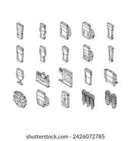 glass beer mug pint bar drink isometric icons set. alcohol pub, cup foam, lager bottle, black ale, retro brewery, empty full craft glass beer mug pint bar drink color line