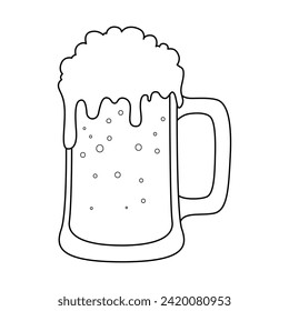 Glass Beer Mug Vector Cartoon Illustration BW