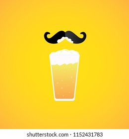 The Glass Of Beer And Mustache Icon With Foam Beer