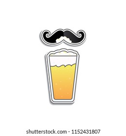 The Glass Of Beer And Mustache Icon With Foam Beer