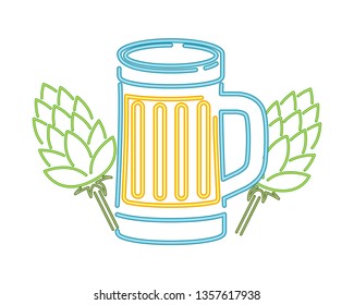 glass with beer in neon light icon
