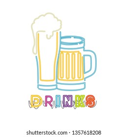 glass with beer in neon light icon