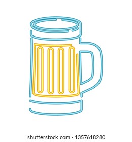glass with beer in neon light icon